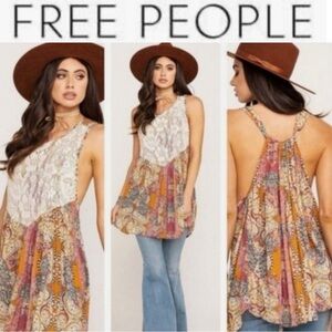 FREE PEOPLE COUNT ME IN FLORAL
PINK SLEEVELESS MINI TRAPEZE TUNIC TOP DRESS